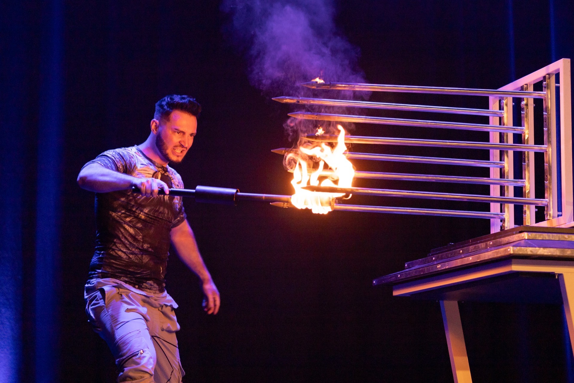 Zee Zeus — fire routine with spike apparatus